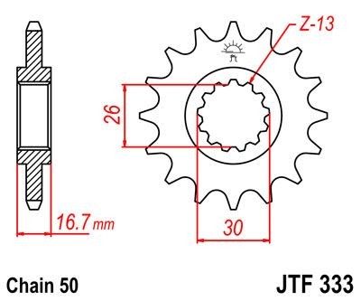 Piñon JT 333 de acero con 15 dientes