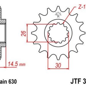 HONDA - Piñon JT 335 de acero con 15 dientes -