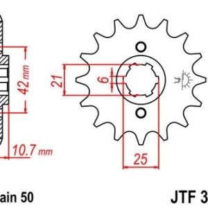 Piñon JT 338 de acero con 16 dientes