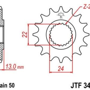 Piñon JT 3411 de acero con 16 dientes