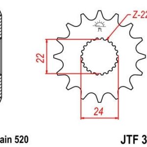 Piñon JT 394 de acero con 16 dientes