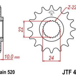 Piñon JT 402 de acero con 15 dientes