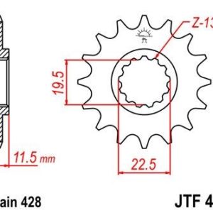 KAWASAKI - Piñon JT 409 de acero con 14 dientes -