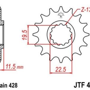 Piñon JT 409 de acero con 16 dientes