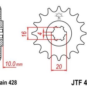 Piñon JT 410 de acero con 15 dientes