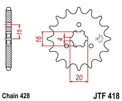 Piñon JT 418 de acero con 14 dientes