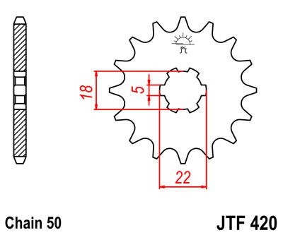 Piñon JT 420 de acero con 15 dientes