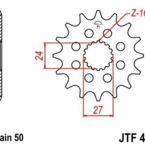 Piñon JT 423 de acero con 17 dientes