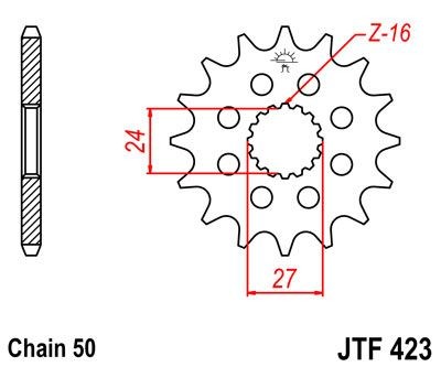 Piñon JT 423 de acero con 17 dientes