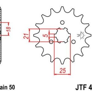 Piñon JT 424 de acero con 16 dientes