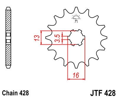 Piñon JT 428 de acero con 14 dientes