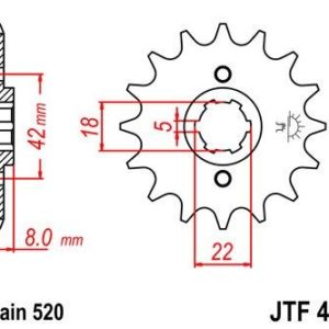 Piñon JT 431 de acero con 14 dientes