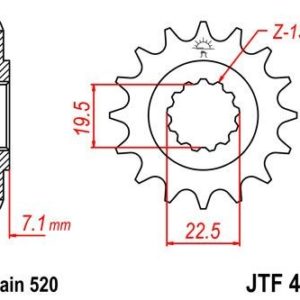 Piñon JT 434 de acero con 16 dientes