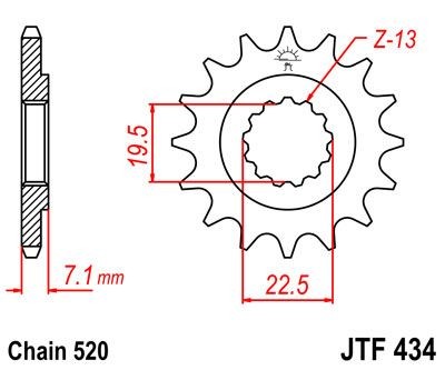 Piñon JT 434 de acero con 16 dientes