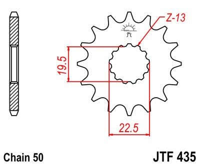 Piñon JT 435 de acero con 15 dientes