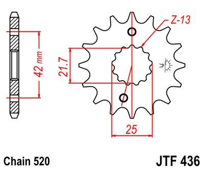 Piñon JT 436 de acero con 15 dientes