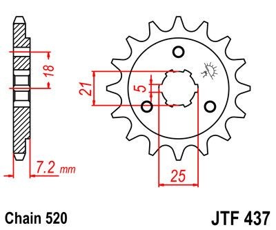 Piñon JT 437 de acero con 16 dientes
