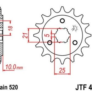 Piñon JT 438 de acero con 15 dientes