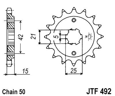 Piñon JT 492 de acero con 15 dientes