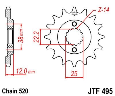 Piñon JT 495 de acero con 15 dientes