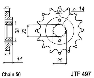 Piñon JT 497 de acero con 15 dientes