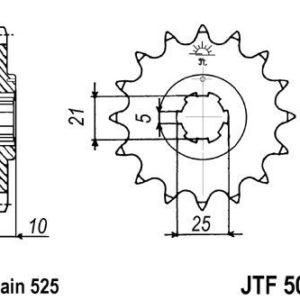 Piñon JT 506 de acero con 14 dientes