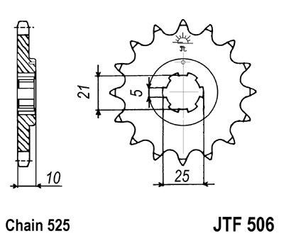 Piñon JT 506 de acero con 14 dientes