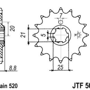 Piñon JT 507 de acero con 15 dientes