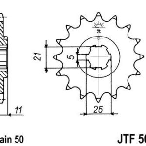Piñon JT 508 de acero con 16 dientes