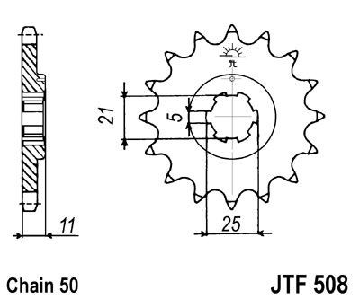 Piñon JT 508 de acero con 16 dientes