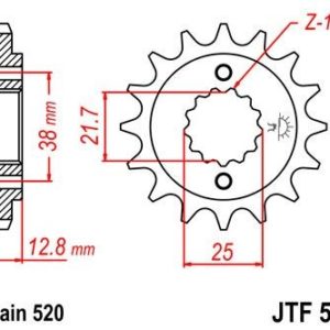 KAWASAKI - Piñon JT 511 de acero con 14 dientes -