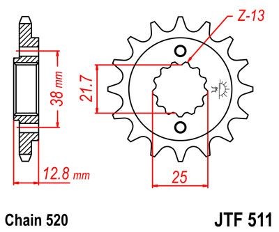 Piñon JT 511 de acero con 15 dientes