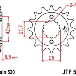 KAWASAKI - Piñon JT 512 de acero con 17 dientes -