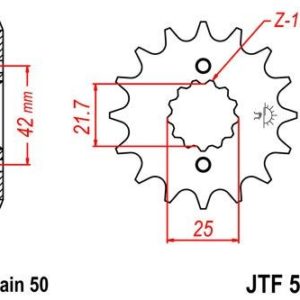 Piñon JT 513 de acero con 16 dientes