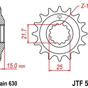 KAWASAKI - Piñon JT 514 de acero con 15 dientes -