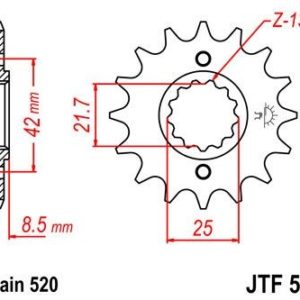 Piñon JT 516 de acero con 15 dientes