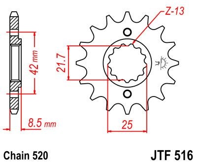 Piñon JT 516 de acero con 15 dientes