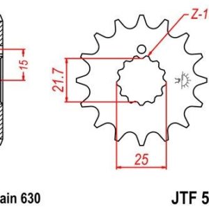 Piñon JT 518 de acero con 15 dientes