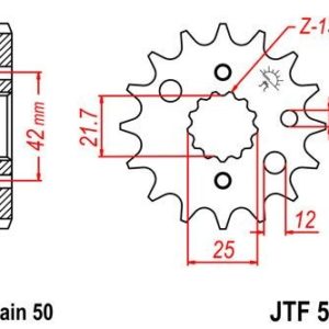 Piñon JT 519 de acero con 15 dientes