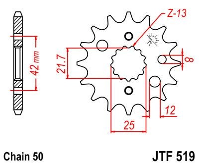 Piñon JT 519 de acero con 17 dientes