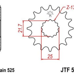 Piñón JT 520 de acero con 14 dientes