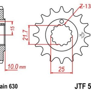 KAWASAKI - Piñon JT 521 de acero con 15 dientes -