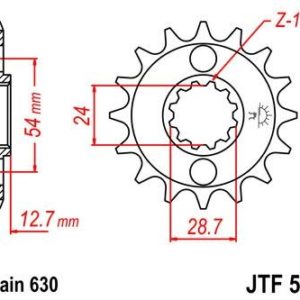 KAWASAKI - Piñon JT 522 de acero con 15 dientes -