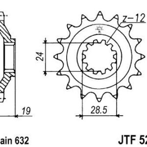 Piñon JT 524 de acero con 15 dientes