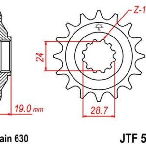 Piñon JT 526 de acero con 15 dientes