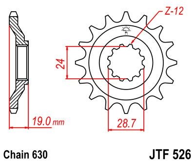 Piñon JT 526 de acero con 15 dientes