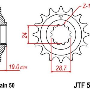 KAWASAKI - Piñon JT 527 de acero con 17 dientes -