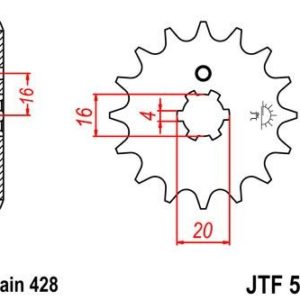 YAMAHA - Piñon JT 550 de acero con 15 dientes -