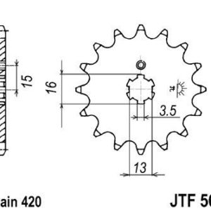 YAMAHA - Piñon JT 561 de acero con 15 dientes -