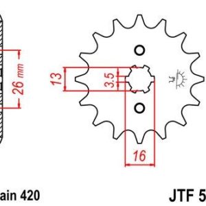Piñon JT 563 de acero con 15 dientes